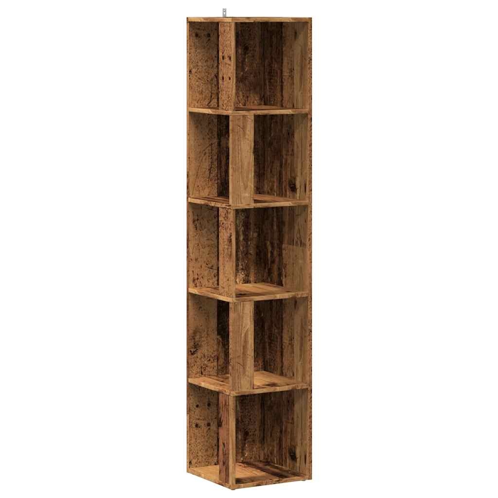 VidaXL Hoekkast 33x33x165 cm bewerkt hout oud houtkleurig