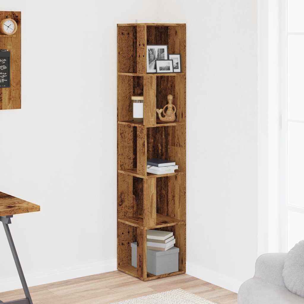 VidaXL Hoekkast 33x33x165 cm bewerkt hout oud houtkleurig