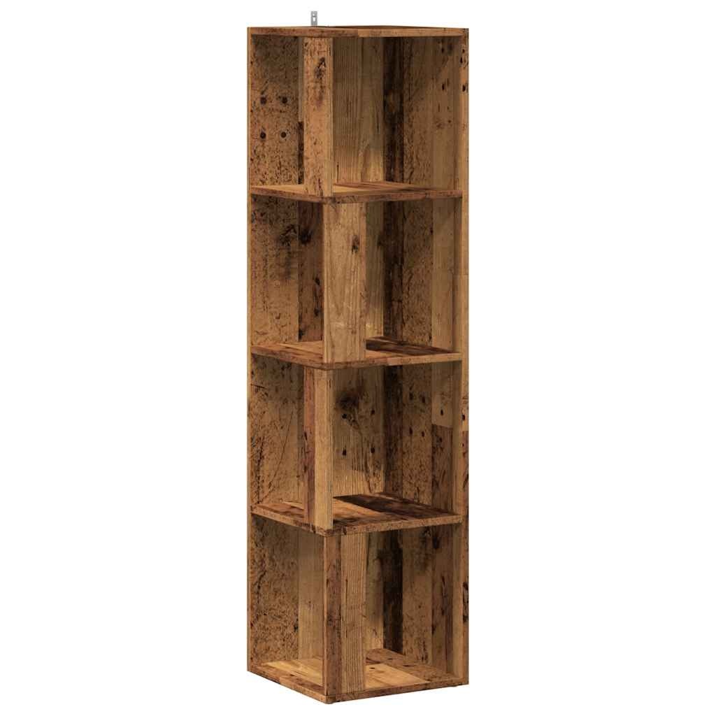 VidaXL Hoekkast 33x33x132 cm bewerkt hout oud houtkleurig