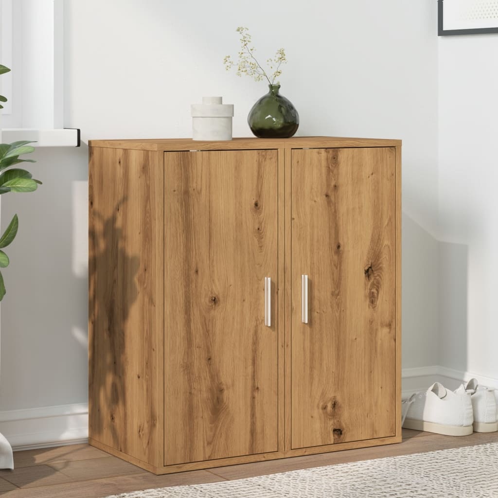 VidaXL Schoenenkasten 2 st 32x35x70 cm bewerkt hout artisanaal eiken