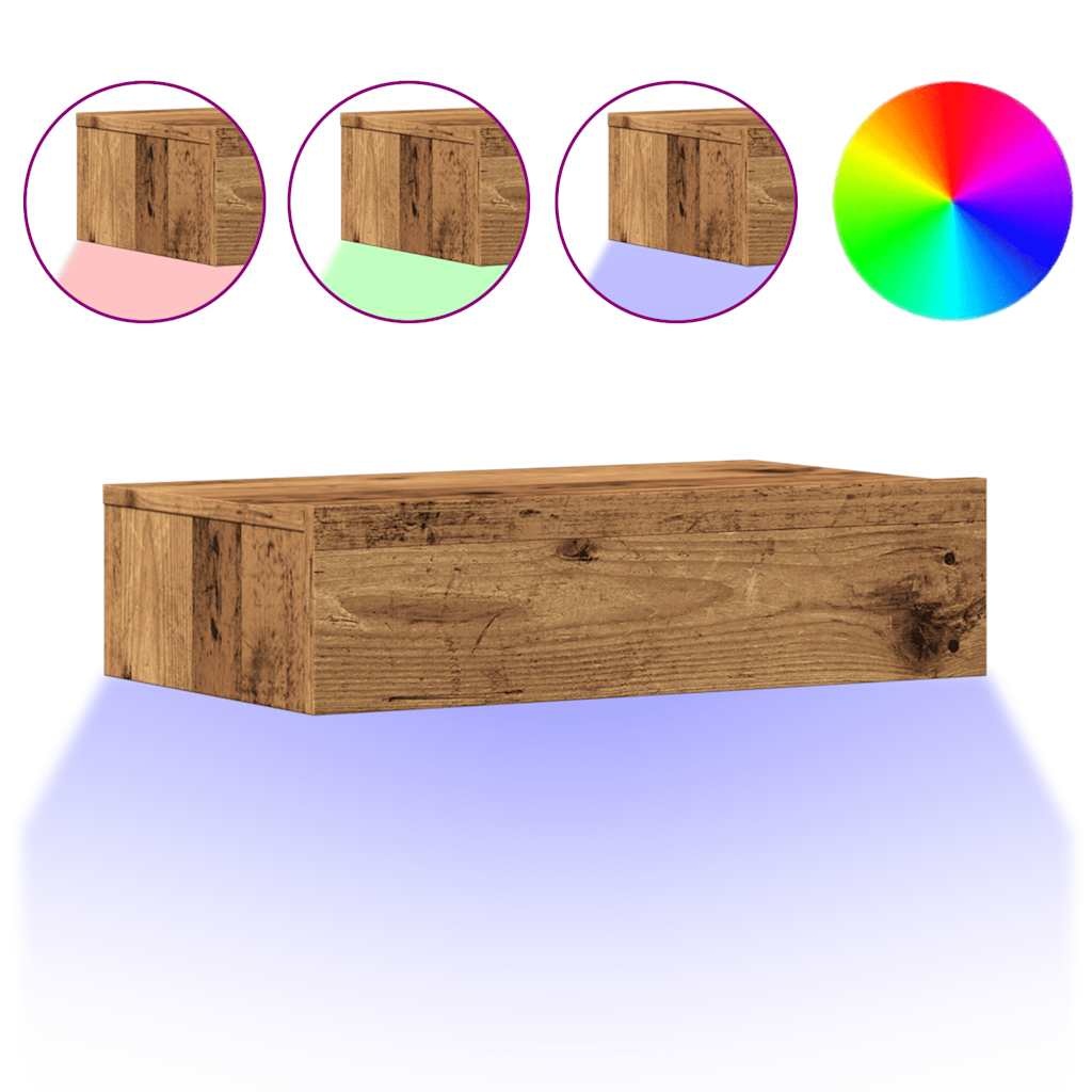 VidaXL Tv-meubels met LED-verlichting 2 st 60x35x15,5 cm oud hout