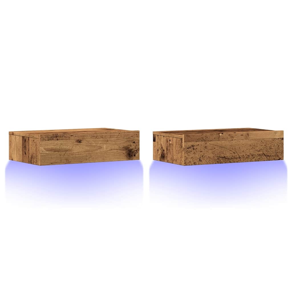 VidaXL Tv-meubels met LED-verlichting 2 st 60x35x15,5 cm oud hout