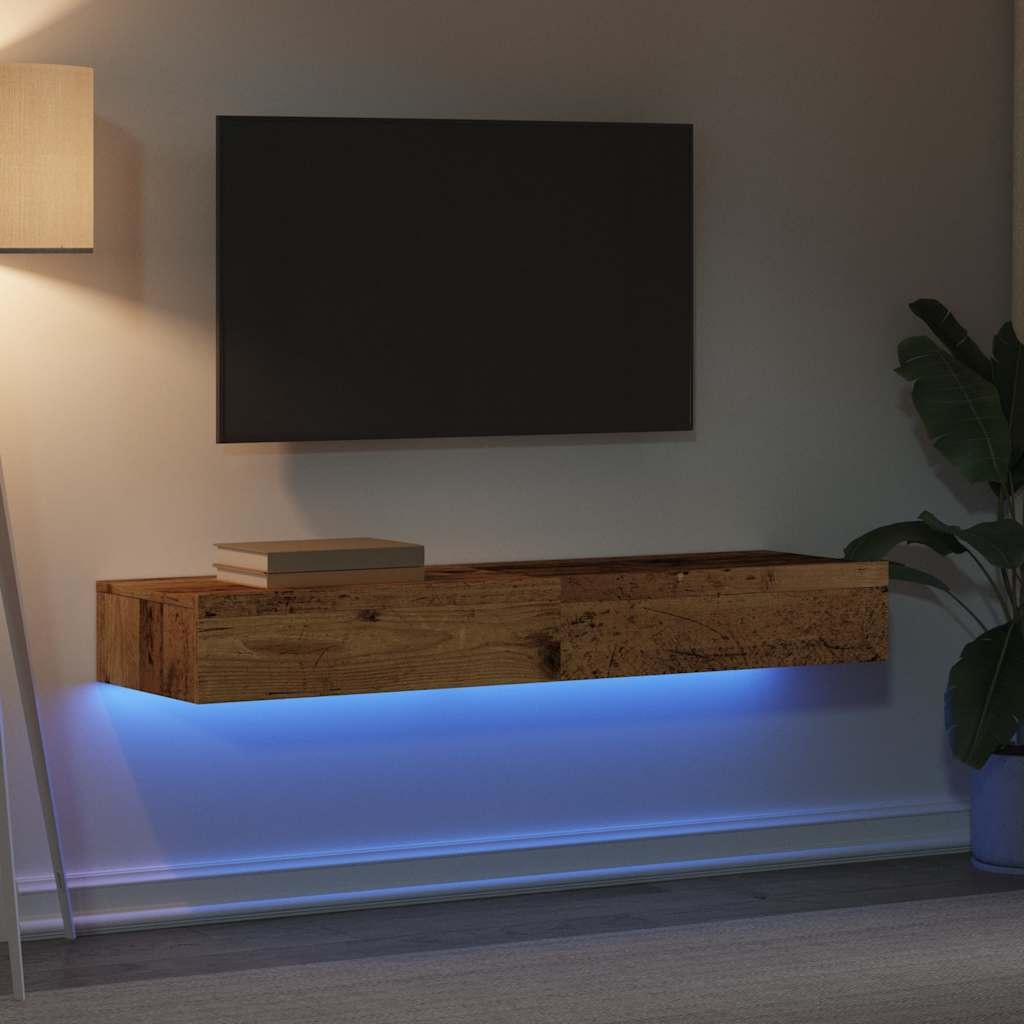 VidaXL Tv-meubels met LED-verlichting 2 st 60x35x15,5 cm oud hout