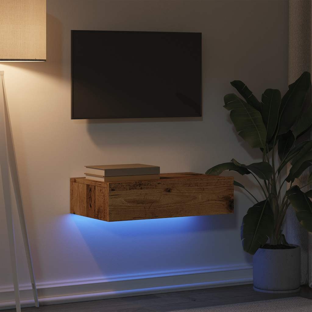 VidaXL Tv-meubel met LED-verlichting 60x35x15,5 cm oud houtkleurig