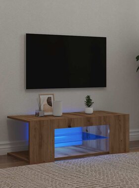 VidaXL Tv-meubel met LED 90x39x30 cm bewerkt hout artisanaal eiken