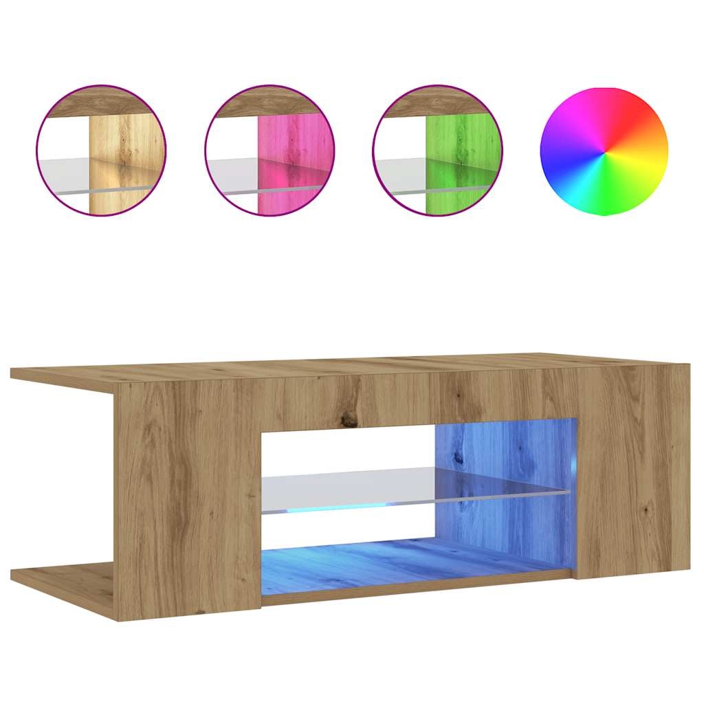 VidaXL Tv-meubel met LED 90x39x30 cm bewerkt hout artisanaal eiken