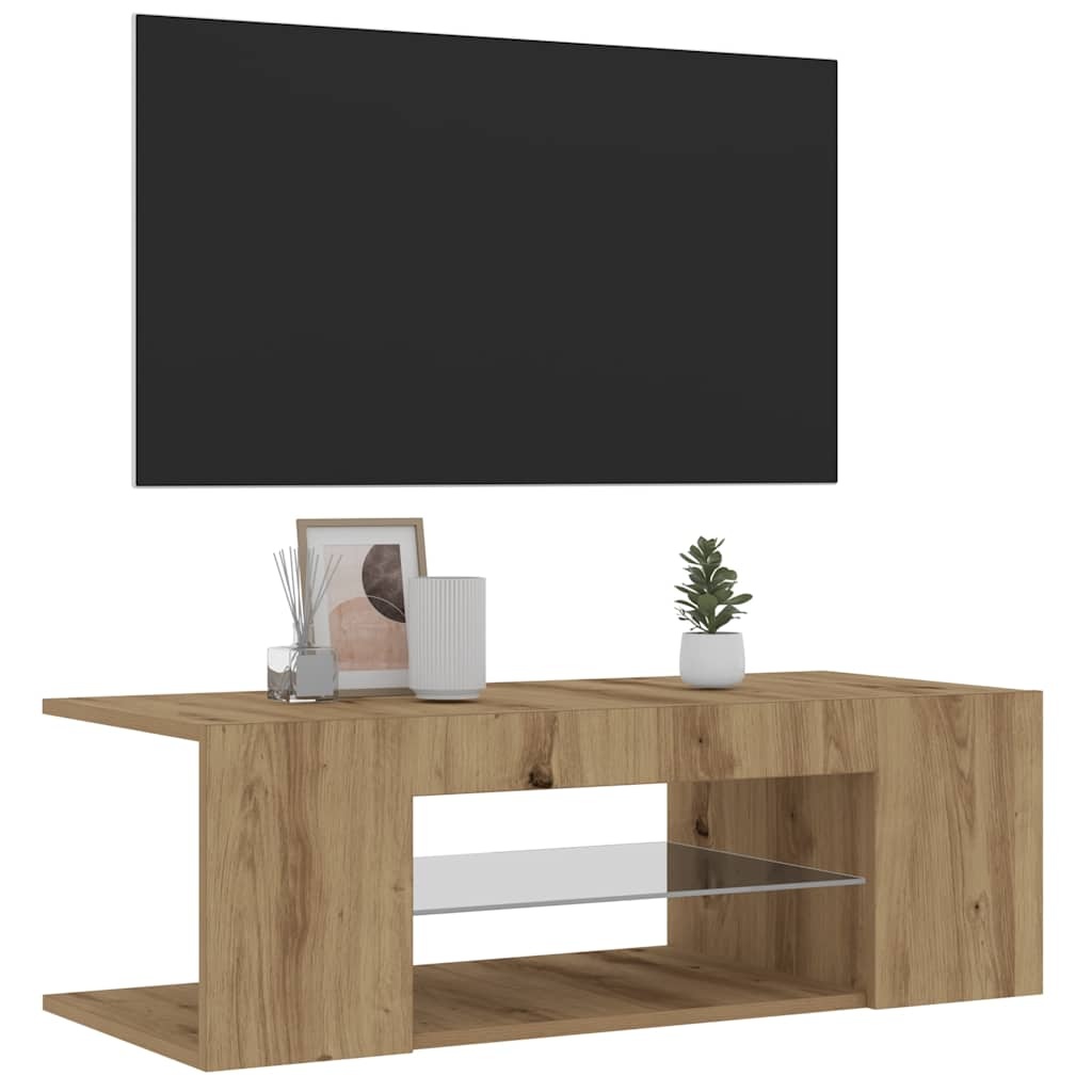 VidaXL Tv-meubel met LED 90x39x30 cm bewerkt hout artisanaal eiken