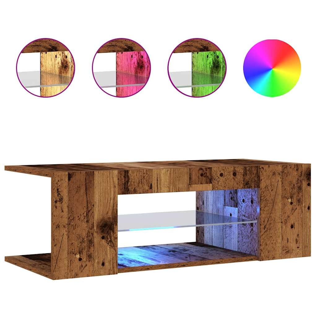 VidaXL Tv-meubel met LED 90x39x30 cm bewerkt hout oud hout
