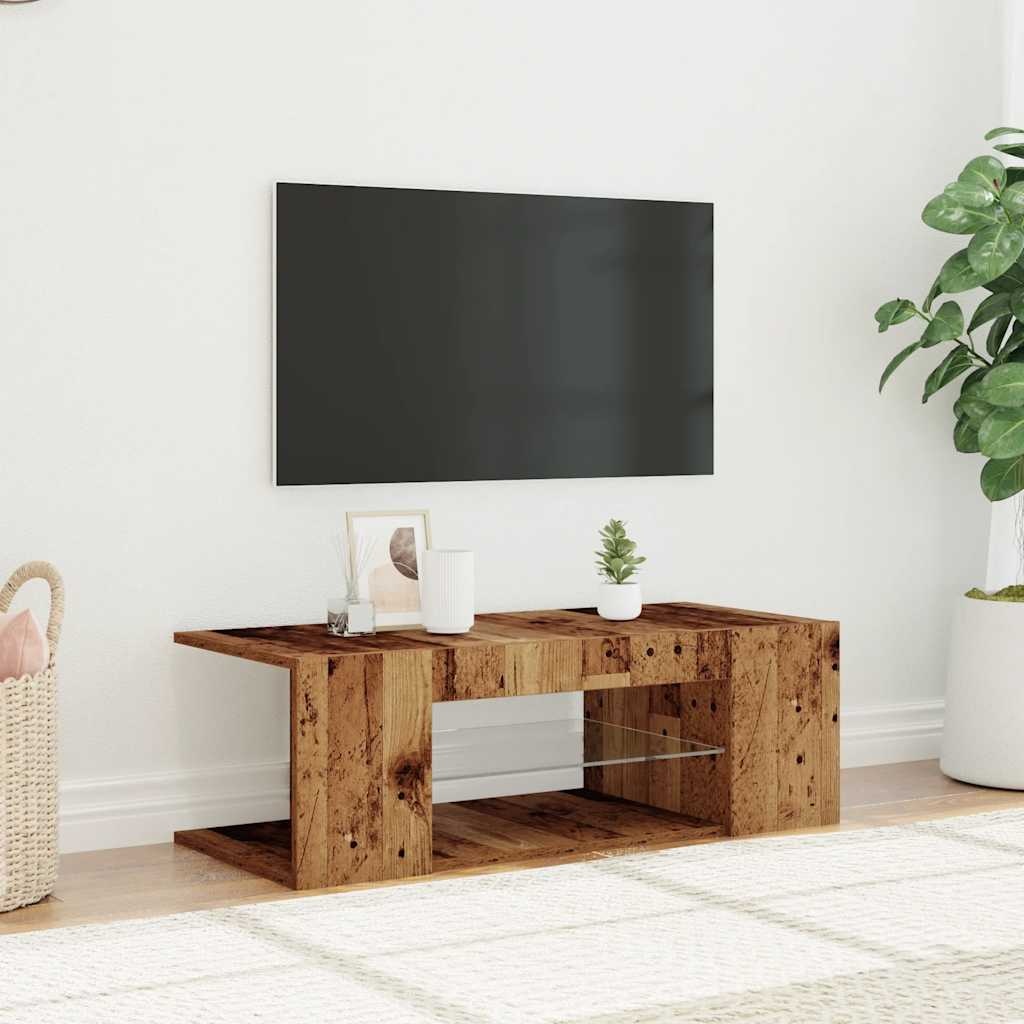 VidaXL Tv-meubel met LED 90x39x30 cm bewerkt hout oud hout