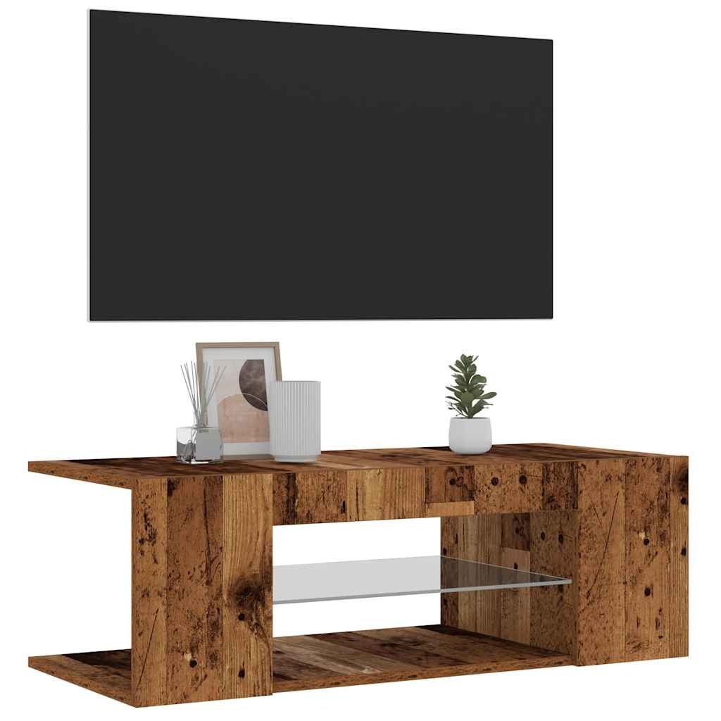 VidaXL Tv-meubel met LED 90x39x30 cm bewerkt hout oud hout