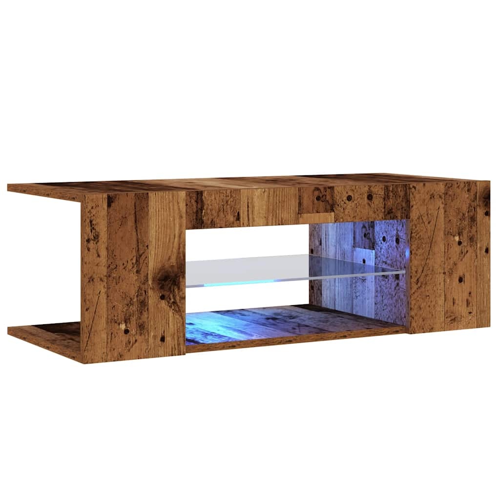 VidaXL Tv-meubel met LED 90x39x30 cm bewerkt hout oud hout
