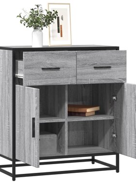 VidaXL Dressoir 68x35x76 cm bewerkt hout en metaal grijs sonoma
