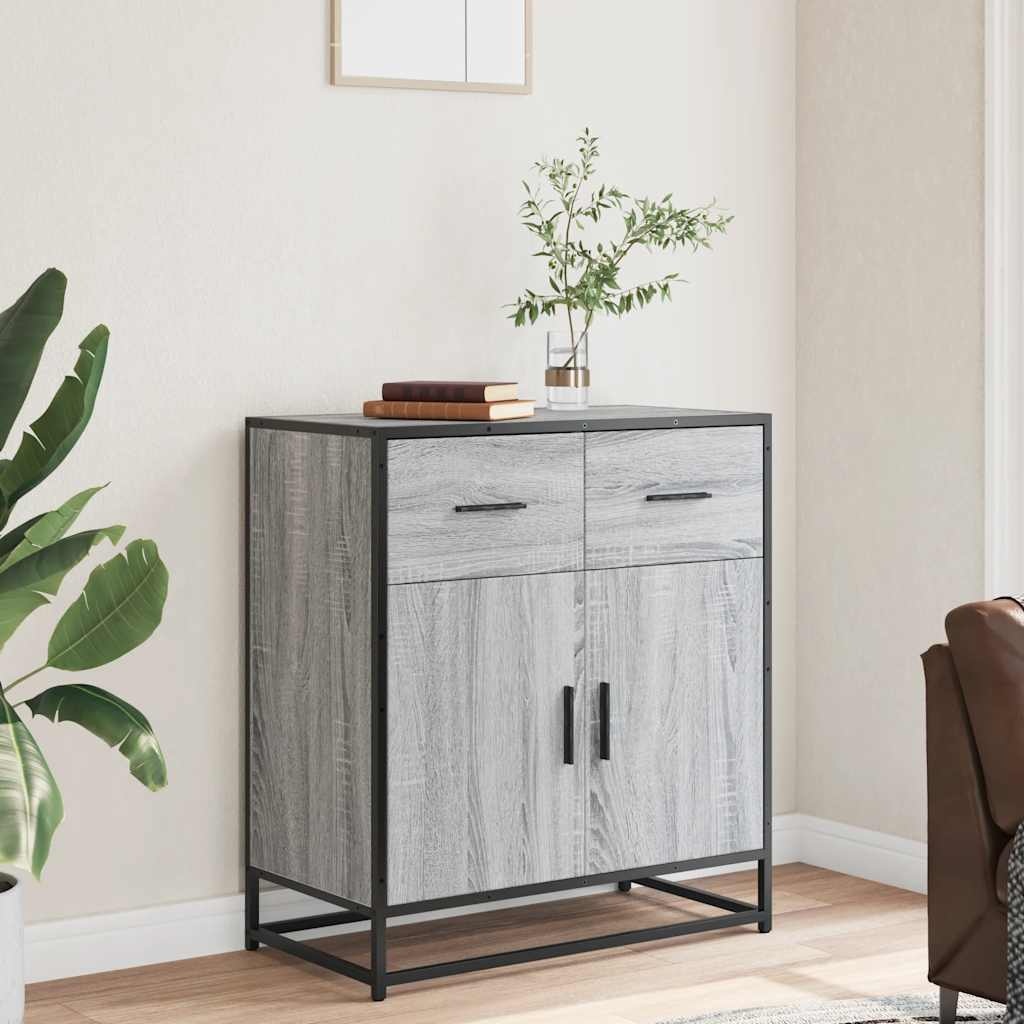 VidaXL Dressoir 68x35x76 cm bewerkt hout en metaal grijs sonoma