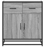 VidaXL Dressoir 68x35x76 cm bewerkt hout en metaal grijs sonoma