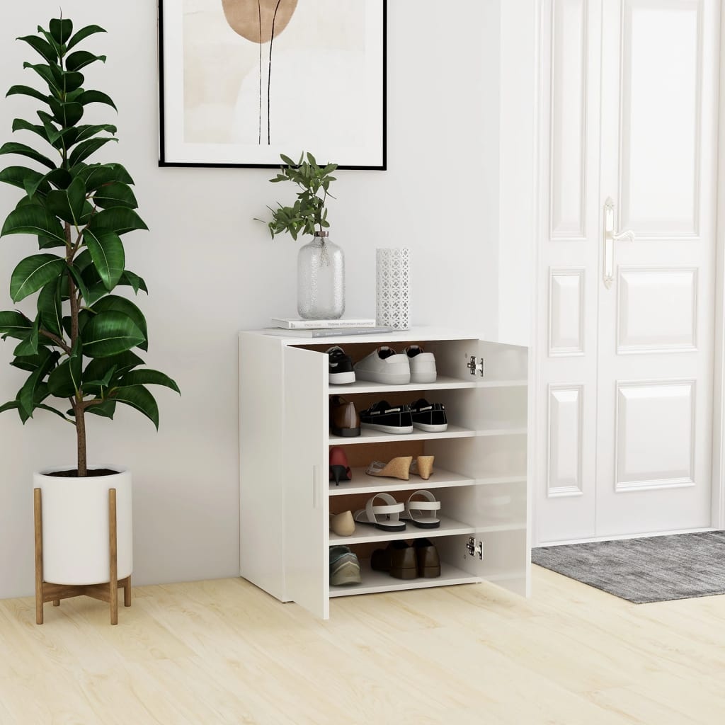 VidaXL Schoenenkast 60x35x70 cm bewerkt hout hoogglans wit