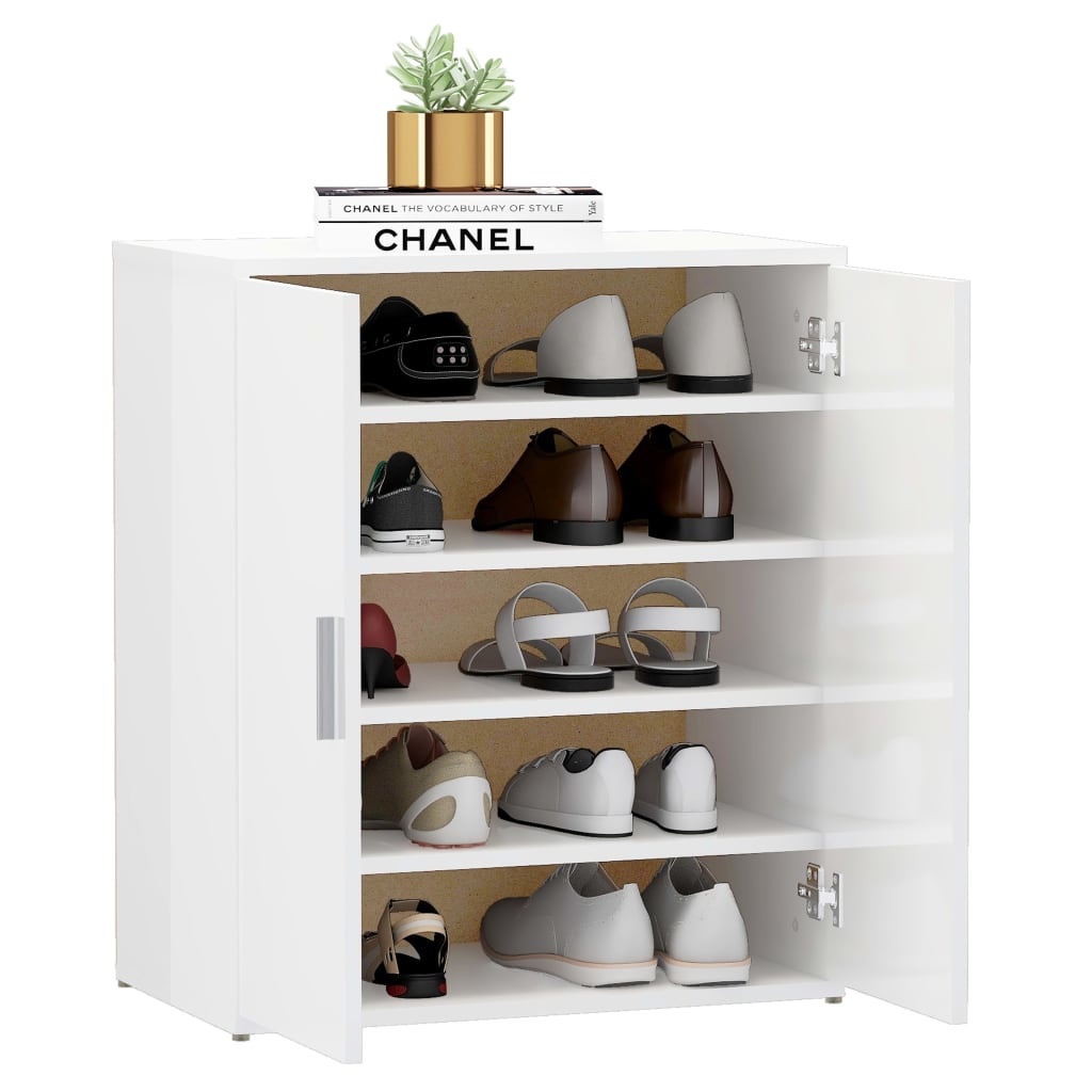 VidaXL Schoenenkast 60x35x70 cm bewerkt hout hoogglans wit