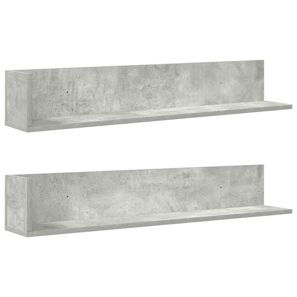 VidaXL Wandschappen 2 st 100x16,5x16,5 cm spaanplaat betongrijs