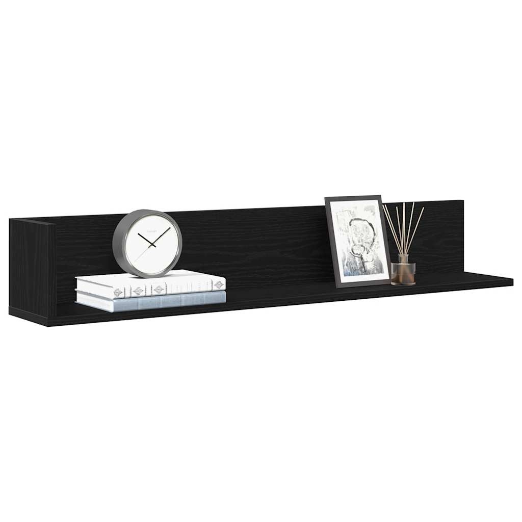 VidaXL Wandschappen 2 st 100x16,5x16,5 cm bewerkt hout zwart