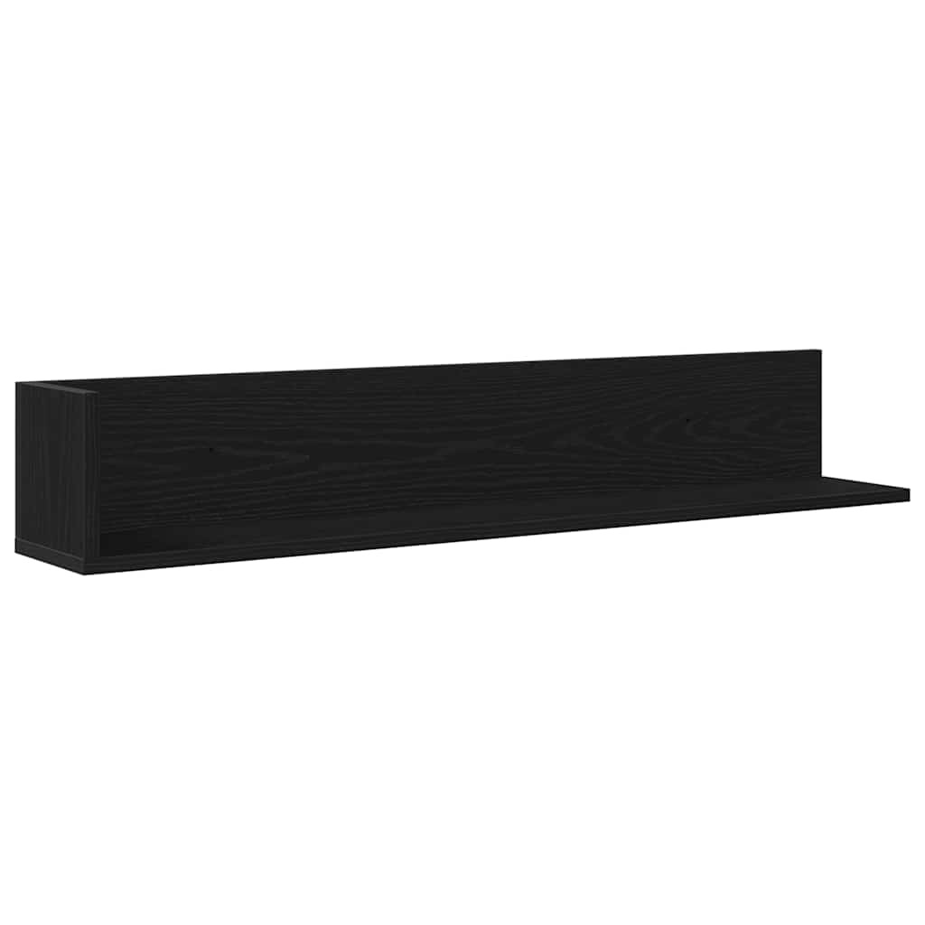 VidaXL Wandschappen 2 st 100x16,5x16,5 cm bewerkt hout zwart