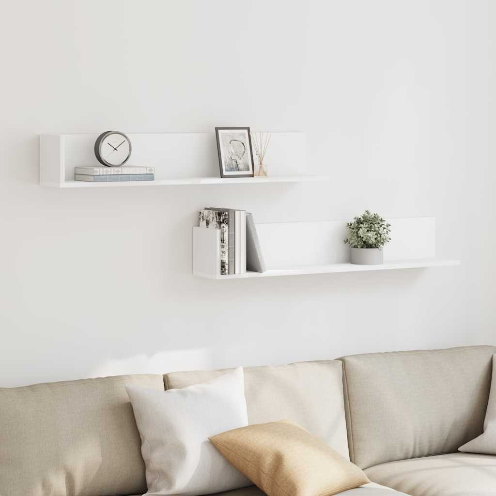 VidaXL Wandschappen 2 st 100x16,5x16,5 cm bewerkt hout wit