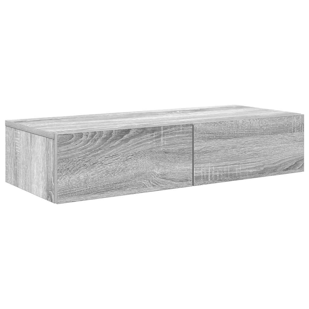 VidaXL Wandschap met lades 80x33x17 cm bewerkt hout grijs sonoma eiken