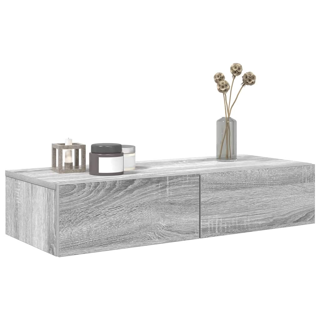 VidaXL Wandschap met lades 80x33x17 cm bewerkt hout grijs sonoma eiken