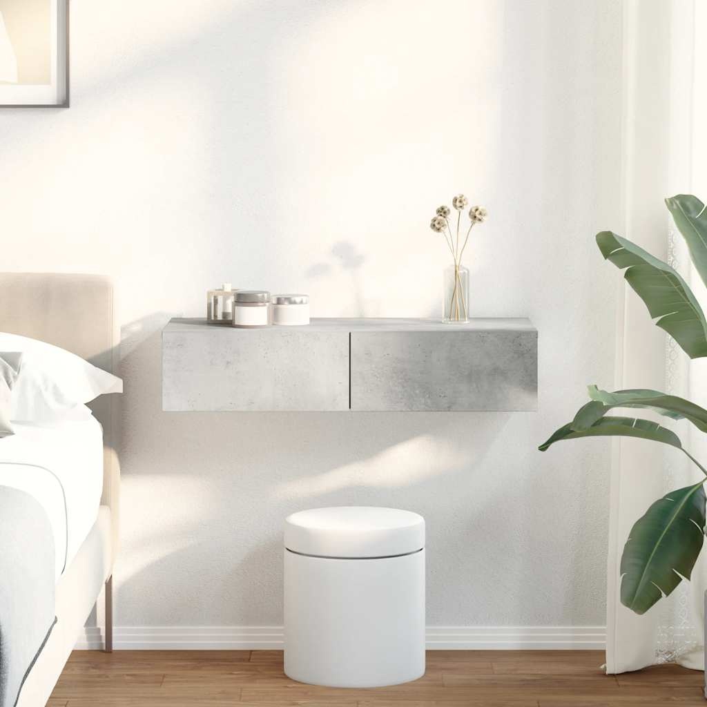 VidaXL Wandschap met lades 80x33x17 cm bewerkt hout betongrijs