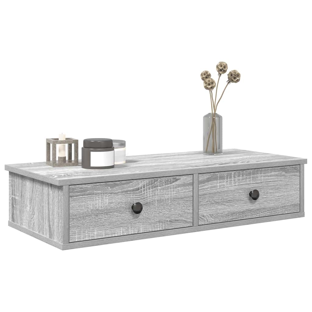 VidaXL Wandschap met lades 80x31x17 cm bewerkt hout grijs sonoma eiken