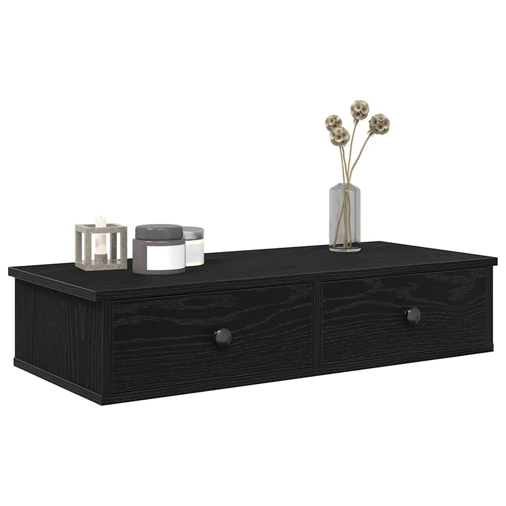 VidaXL Wandschap met lades 80x31x17 cm bewerkt hout zwart