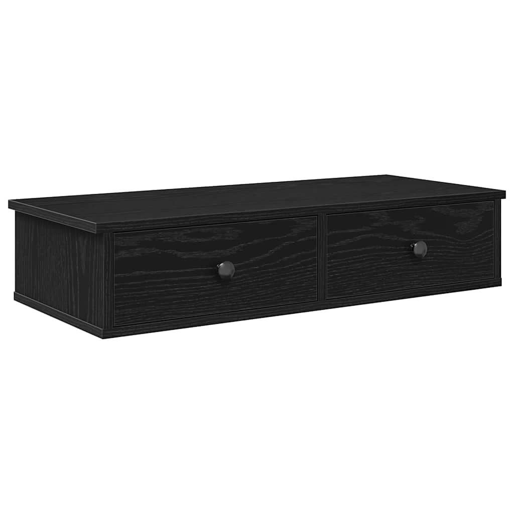 VidaXL Wandschap met lades 80x31x17 cm bewerkt hout zwart