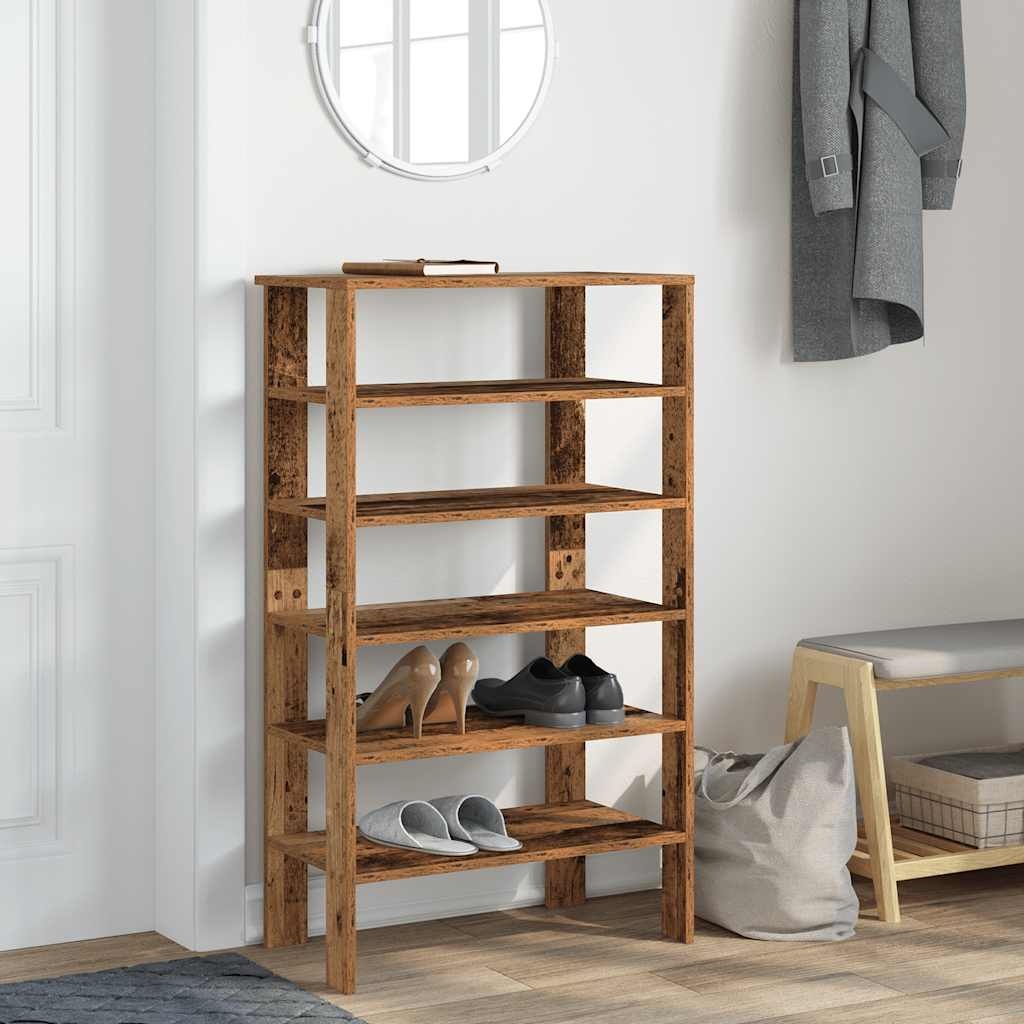 VidaXL Schoenenrek 61x32x105 cm bewerkt hout oud houtkleurig