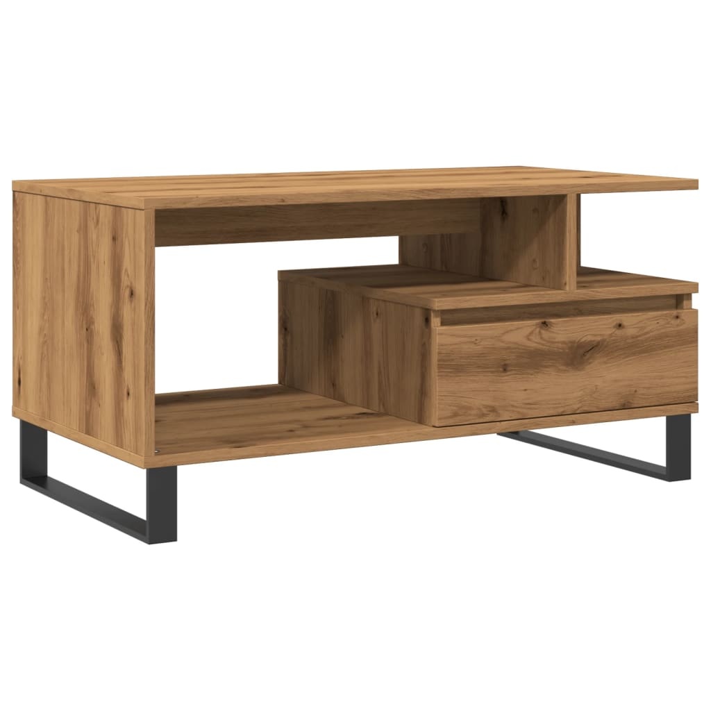 VidaXL Salontafel 90x49x45 cm bewerkt hout artisanaal eikenkleurig