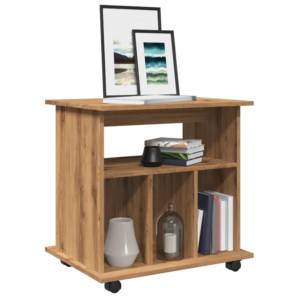 VidaXL Rolkast 60x45x60 cm bewerkt hout artisanaal eikenkleurig