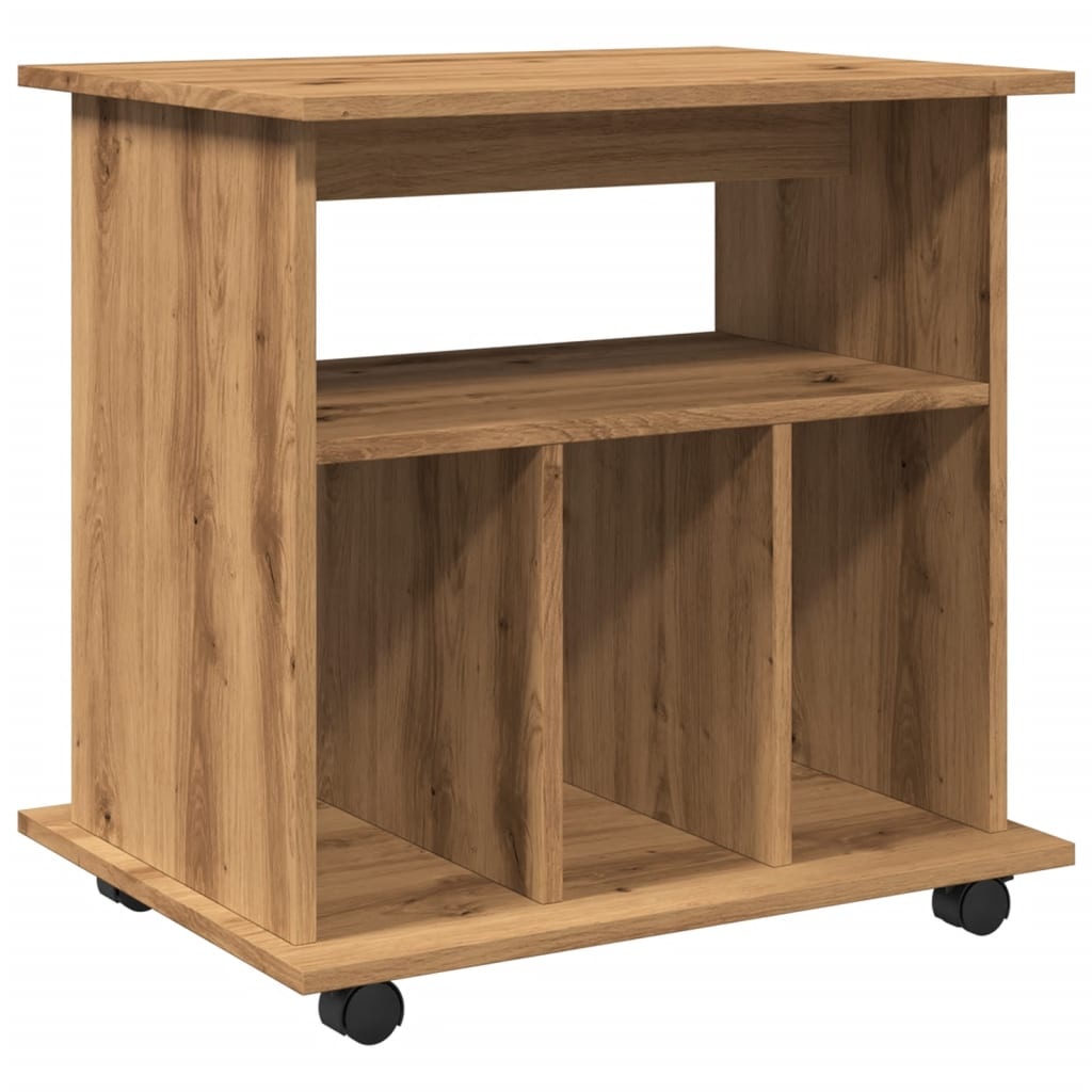 VidaXL Rolkast 60x45x60 cm bewerkt hout artisanaal eikenkleurig