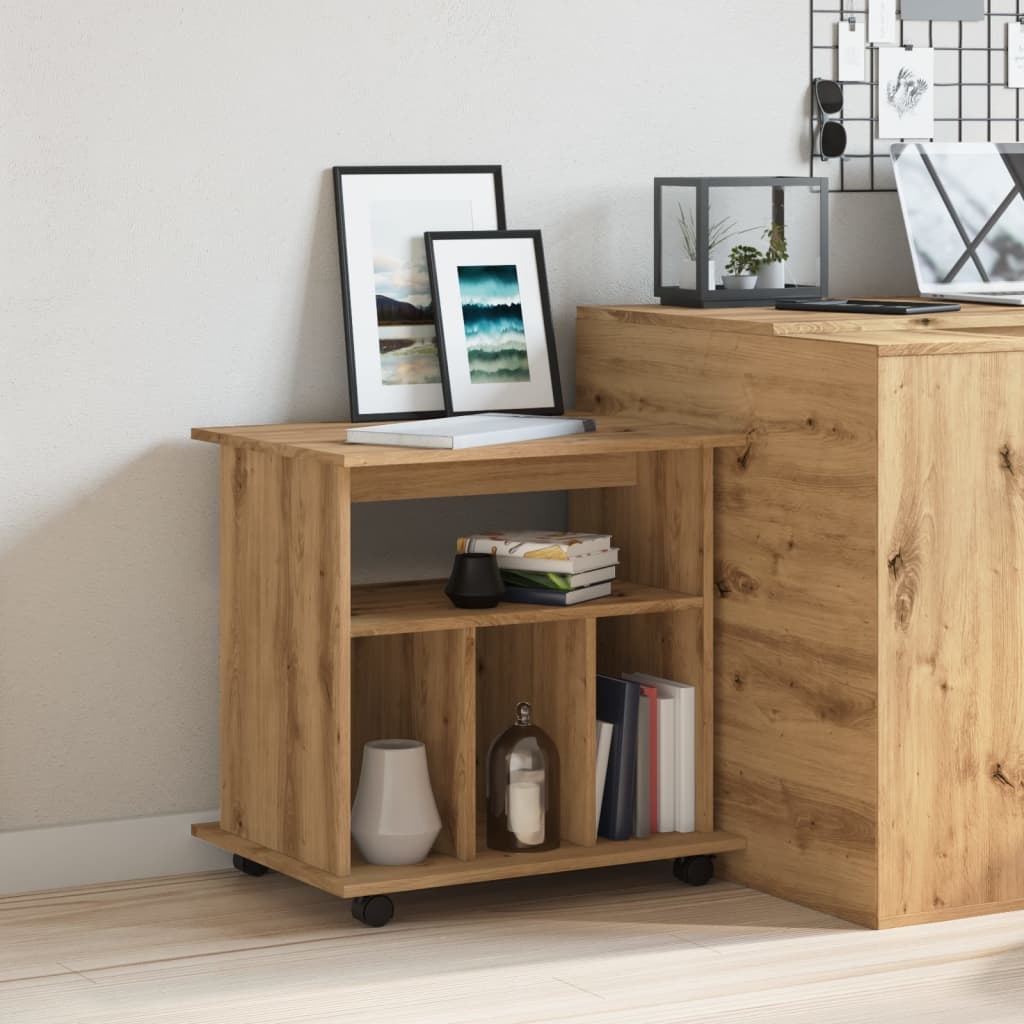 VidaXL Rolkast 60x45x60 cm bewerkt hout artisanaal eikenkleurig