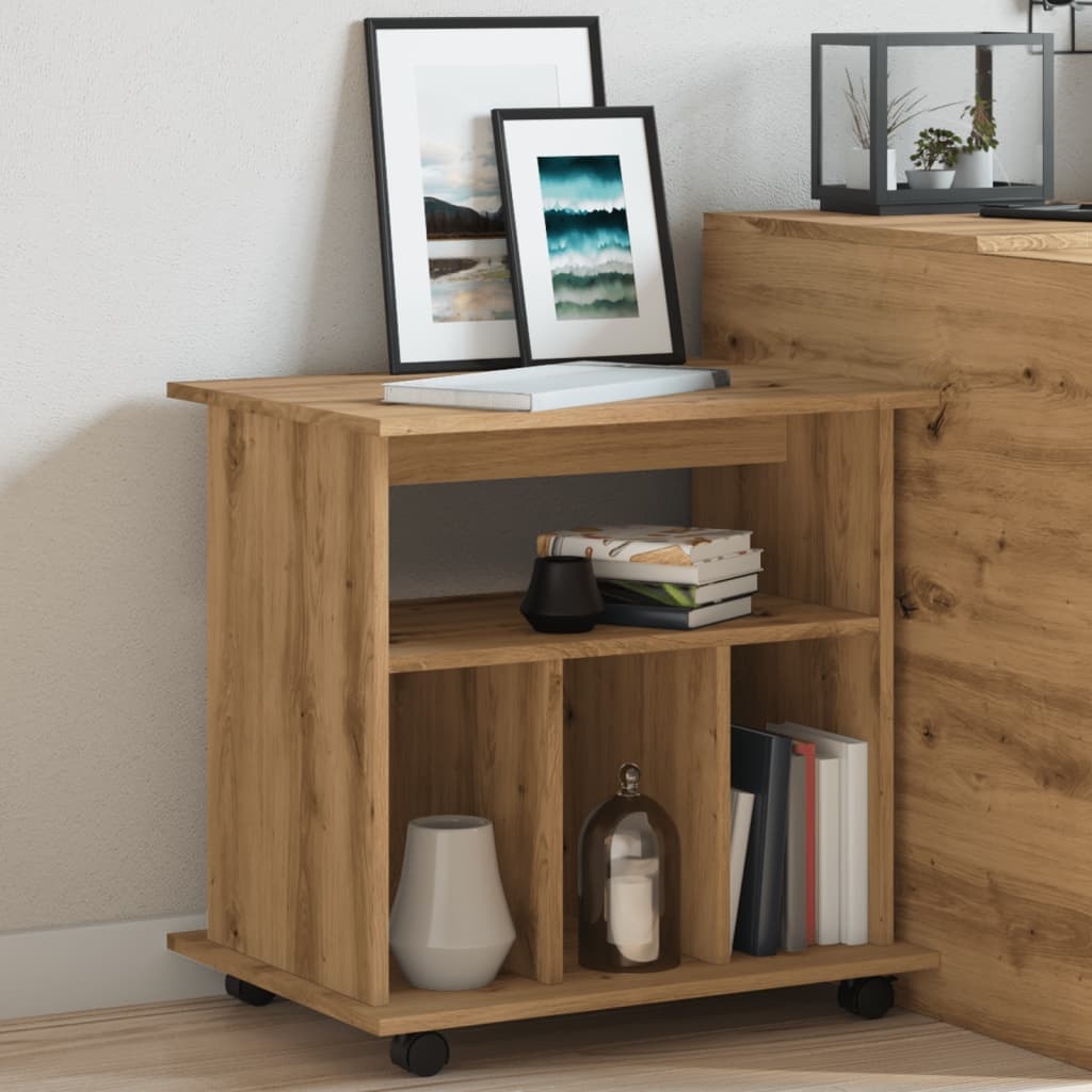 VidaXL Rolkast 60x45x60 cm bewerkt hout artisanaal eikenkleurig