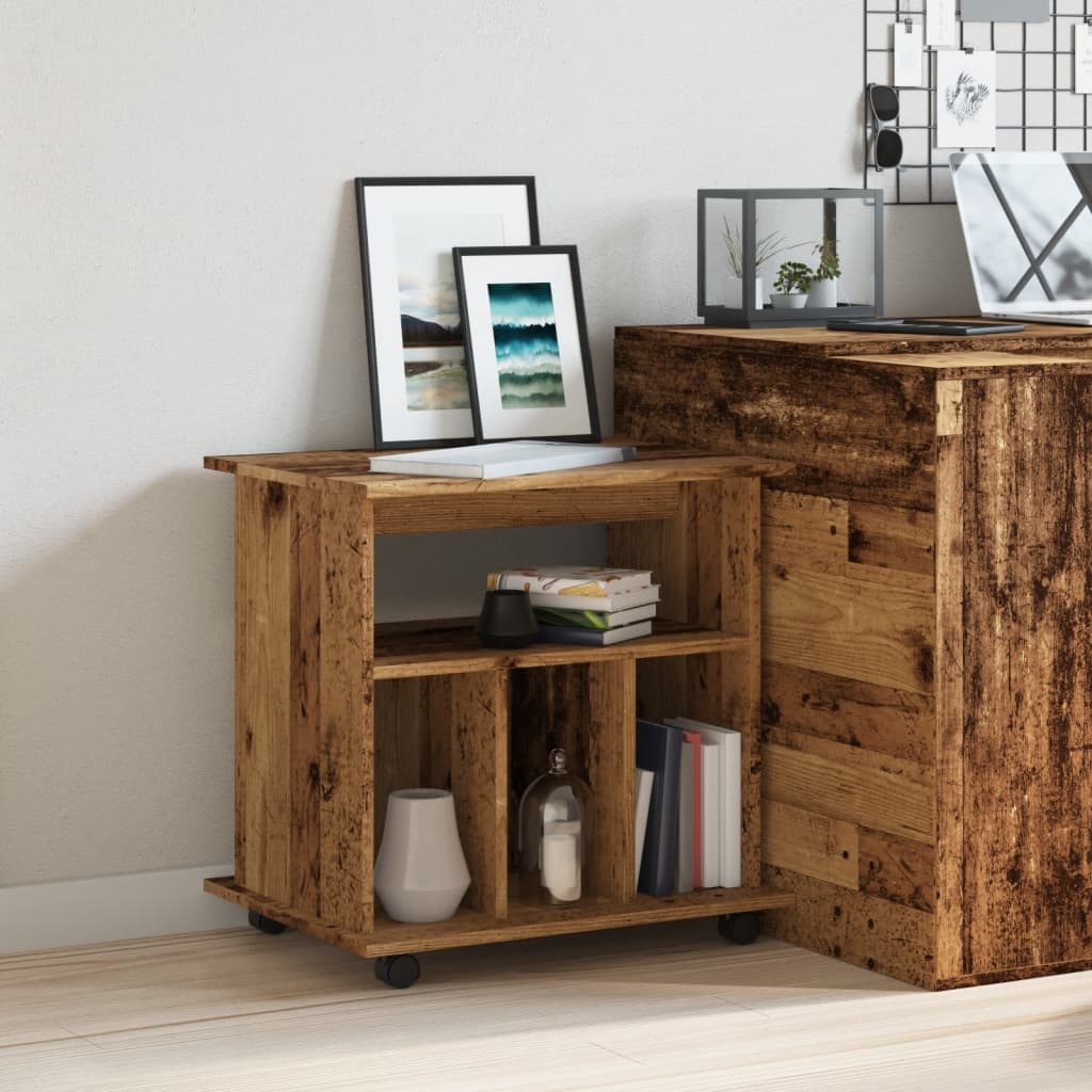 VidaXL Rolkast 60x45x60 cm bewerkt hout oud houtkleurig