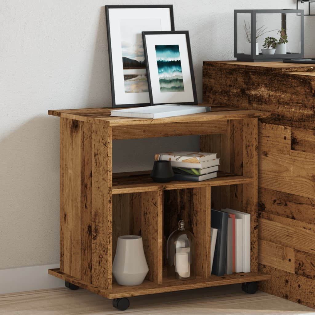 VidaXL Rolkast 60x45x60 cm bewerkt hout oud houtkleurig