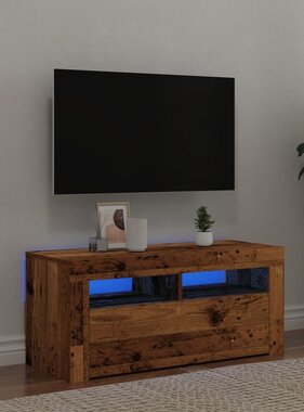 VidaXL Tv-meubel met LED 90x35x40 cm bewerkt hout oud hout