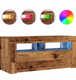 VidaXL Tv-meubel met LED 90x35x40 cm bewerkt hout oud hout