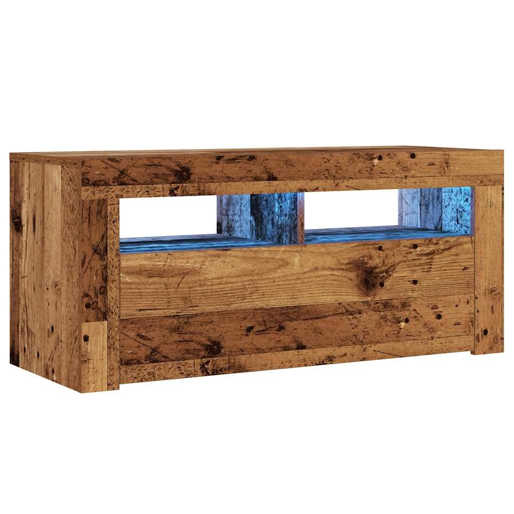 VidaXL Tv-meubel met LED 90x35x40 cm bewerkt hout oud hout