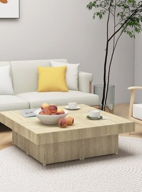 VidaXL Salontafel 90x90x28 cm bewerkt hout sonoma eikenkleurig