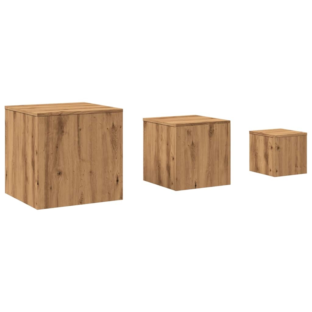 vidaXL Bijzettafels 3 st bewerkt hout artisanaal eikenkleur