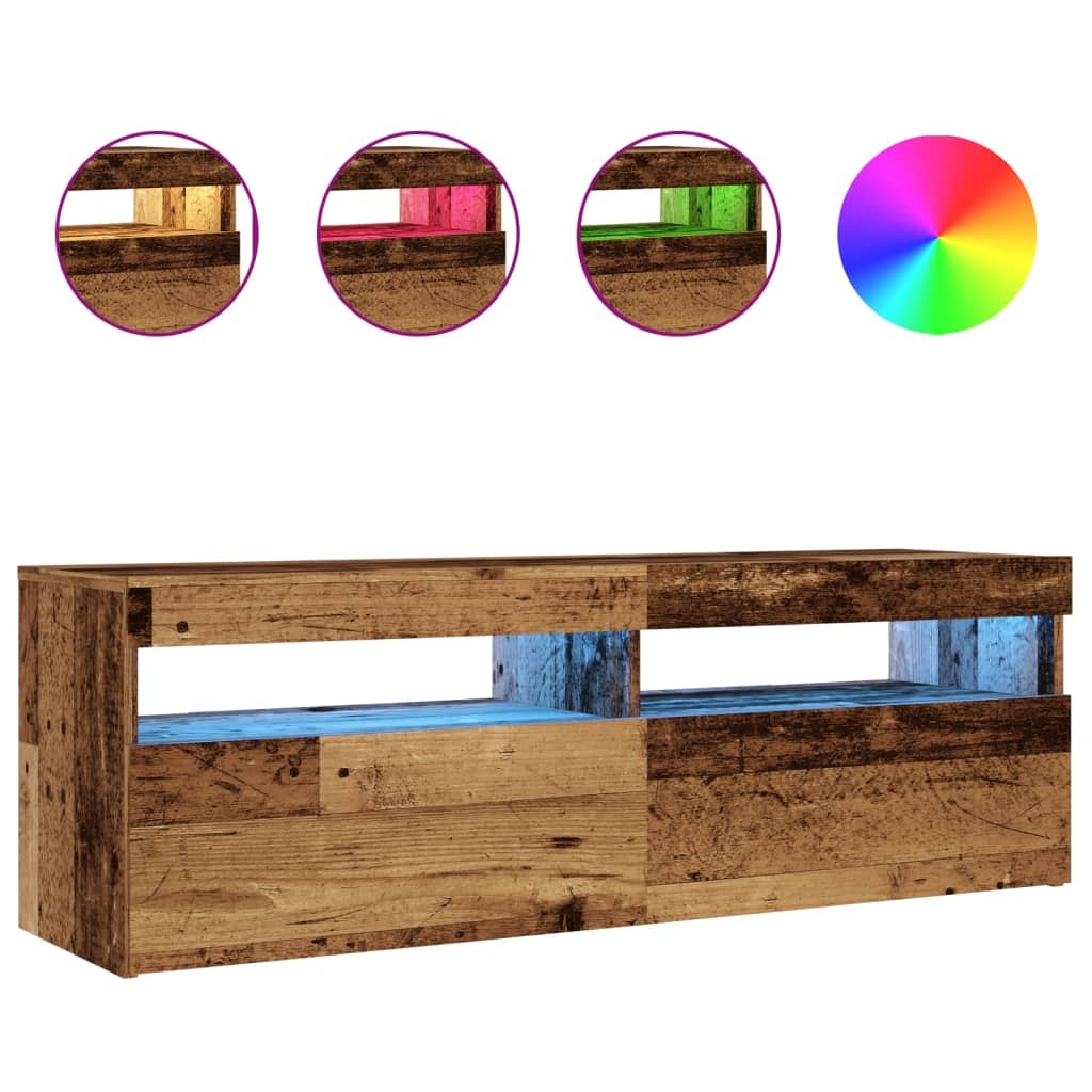 VidaXL Tv-meubel met LED 120x35x40 cm bewerkt hout oud hout
