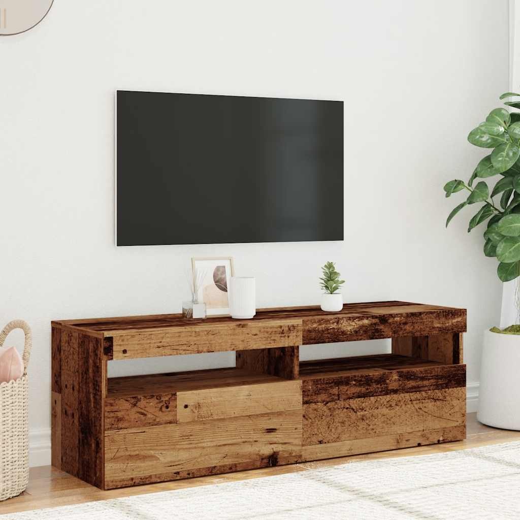 VidaXL Tv-meubel met LED 120x35x40 cm bewerkt hout oud hout
