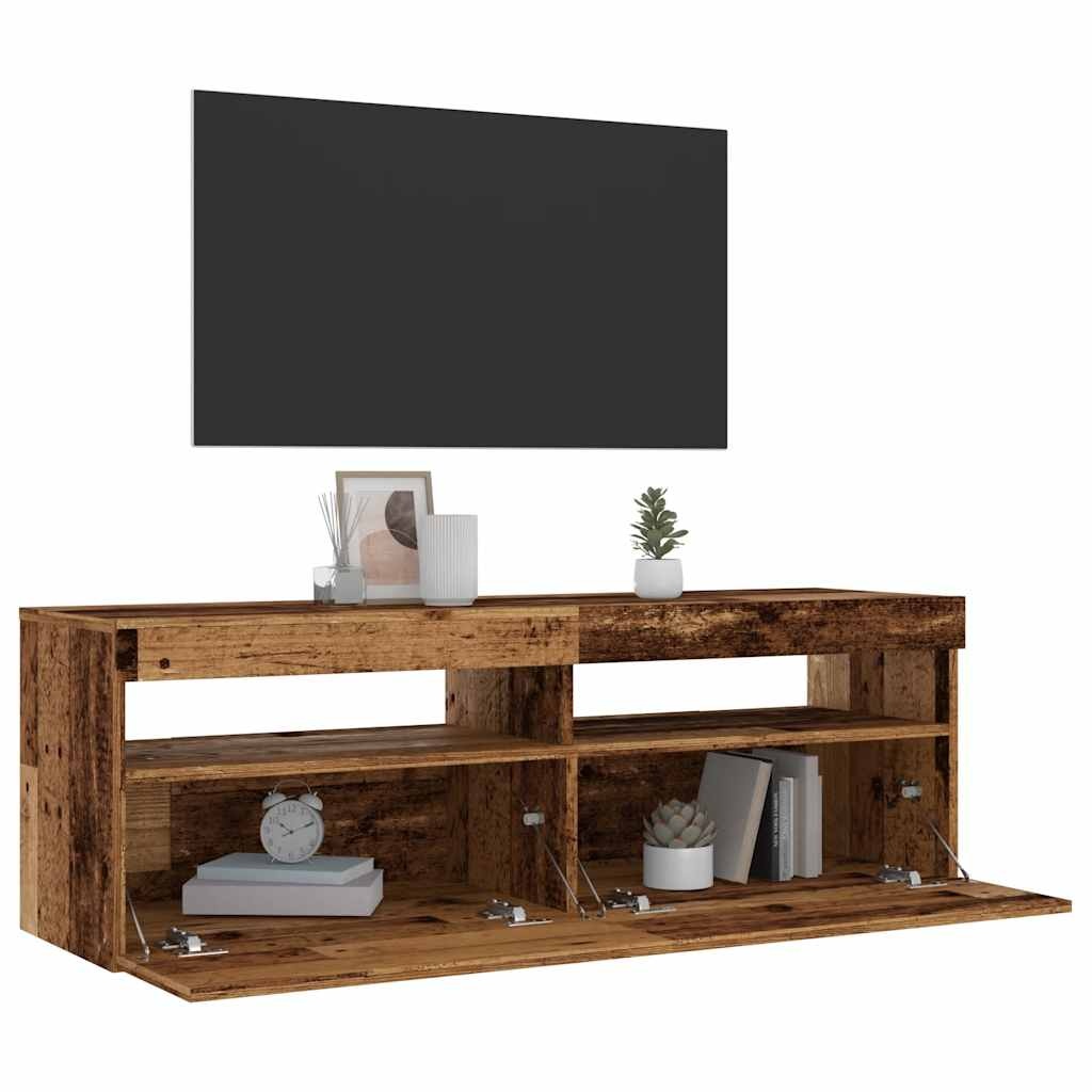 VidaXL Tv-meubel met LED 120x35x40 cm bewerkt hout oud hout