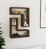 VidaXL Wandschappen 2 st 50x15x50 cm bewerkt hout bruin eikenkleur