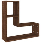 VidaXL Wandschappen 2 st 50x15x50 cm bewerkt hout bruin eikenkleur