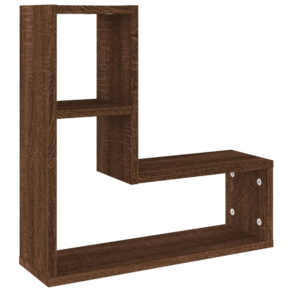 VidaXL Wandschappen 2 st 50x15x50 cm bewerkt hout bruin eikenkleur