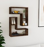 VidaXL Wandschappen 2 st 50x15x50 cm bewerkt hout gerookt eikenkleurig